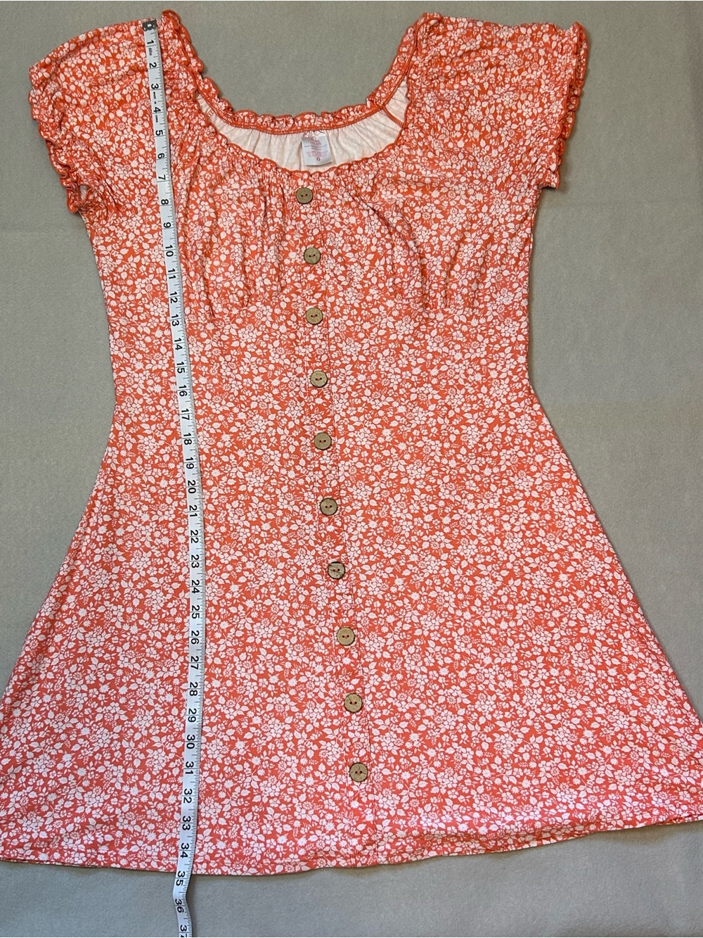No Boundaries Coral Floral Button-Front Dress - Picture 4 of 5